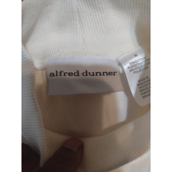 New NWT Womens Alfred Dunner Pullover Sweater Medium M Cream Floral Embroidered - Picture 8 of 11